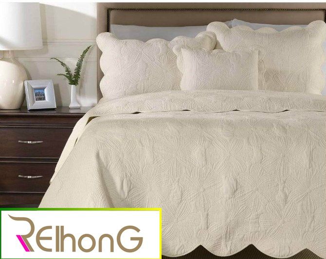 American cotton solid stitching embroidery quilt sets bedspread