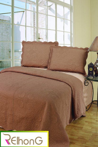 American cotton solid stitching embroidery quilt bedspread