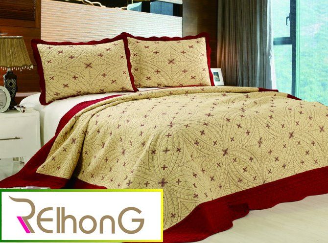 Colorful embroidery quilts bedspread