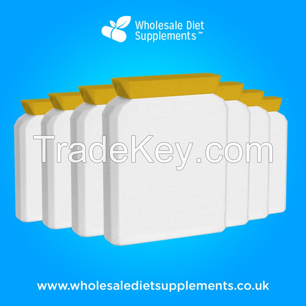 Wholesale Diet Supplements Bulk Packaging White Flat Bottle Gold Coloured Lid