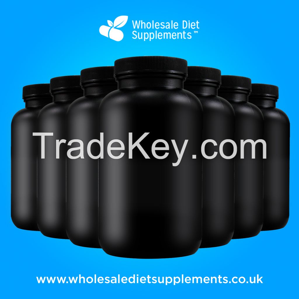 Wholesale Diet Supplements Bulk Packaging Small Black Round Bottle Coloured Lids