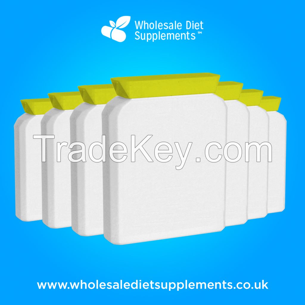 Wholesale Diet Supplements Bulk Packaging White Flat Bottle Yellow Coloured Lid