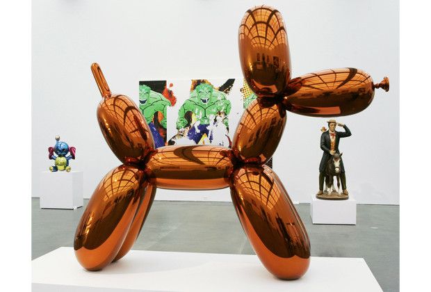 Jeff Koons stainless steel balloon dog statue