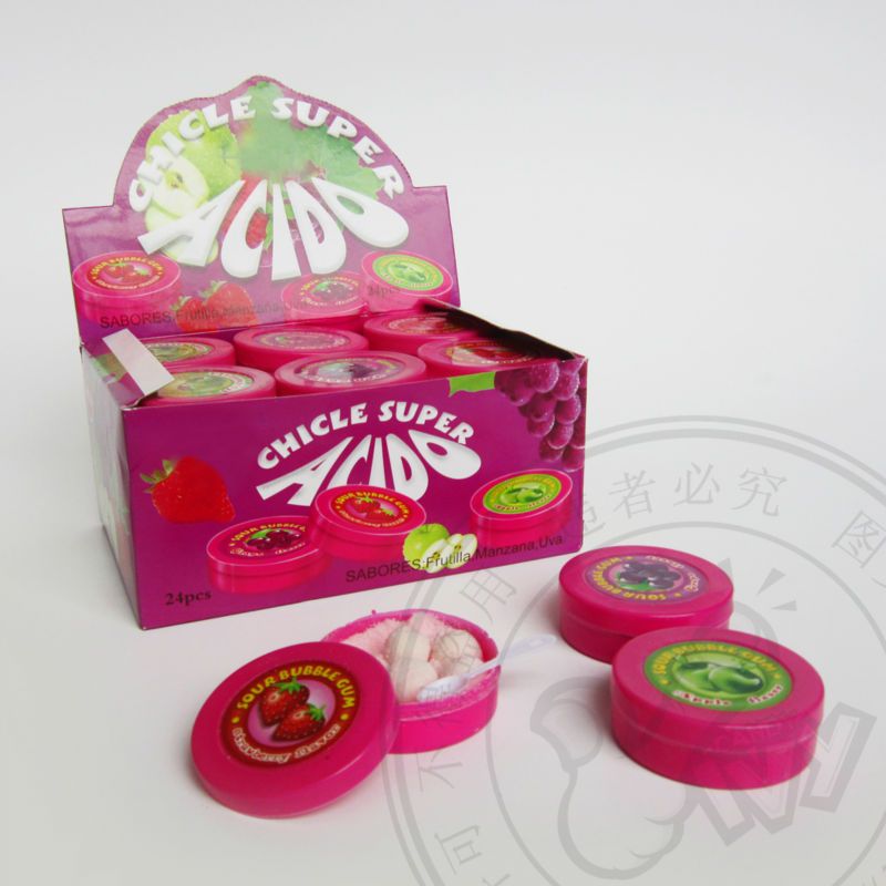 Fruit bubble gum with sour powder in box IVY-B001