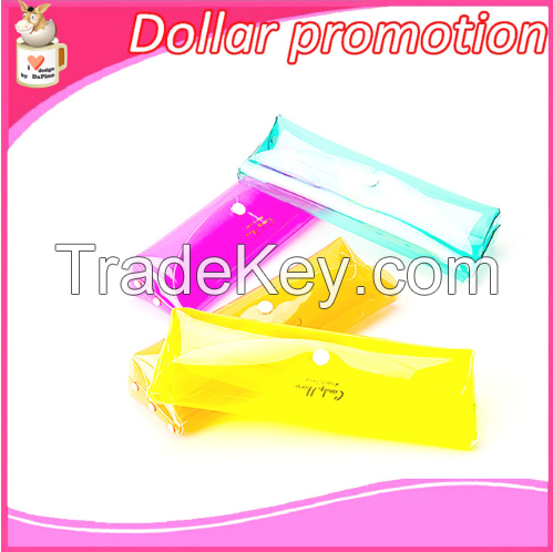 [Dollar promotion] 2016Cute Candy color pvc transparent stationery case kawaii pencil case for girls cosmetic bag school gift