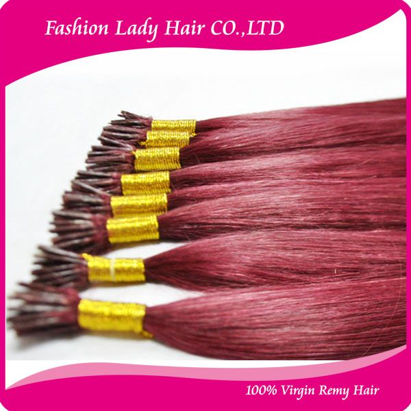fashion lady tangle free 100% human hair stick i tip hair extension