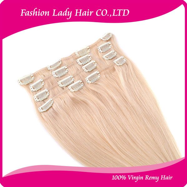 Low cost super quality 100% remy human hair clip hair extension
