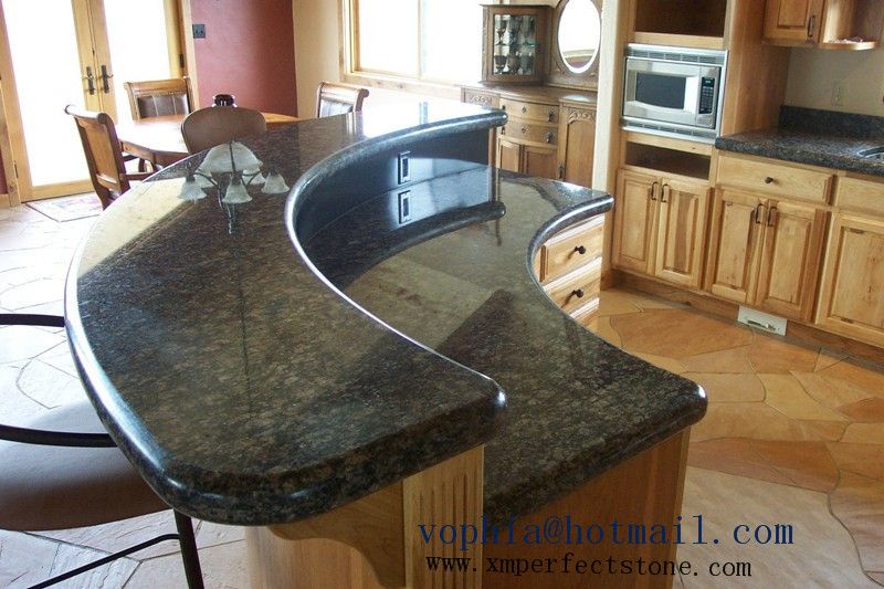 project black arc-shaped  granite stone bar top made in china