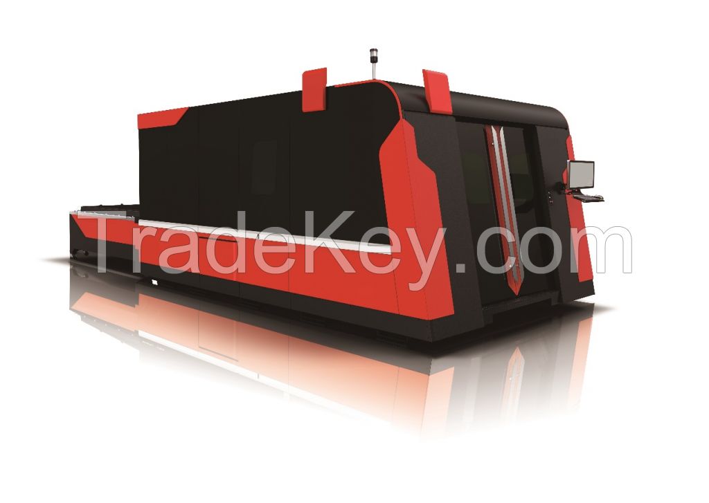 Fiber Laser Cutting Machine with Housing and Exchange Table