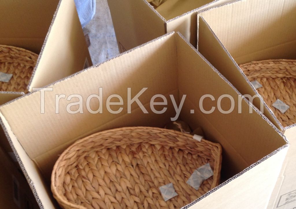 Water Hyacinth Storage Heart Trays, Vietnam hand woven natural