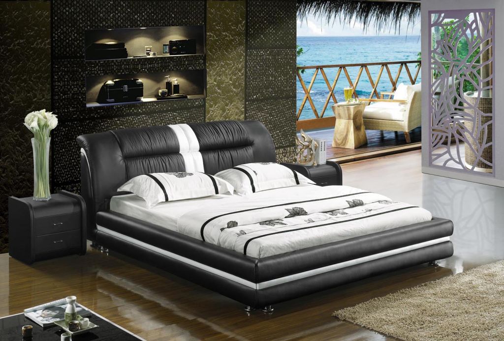 LB0554J-King Size Leather Bed White