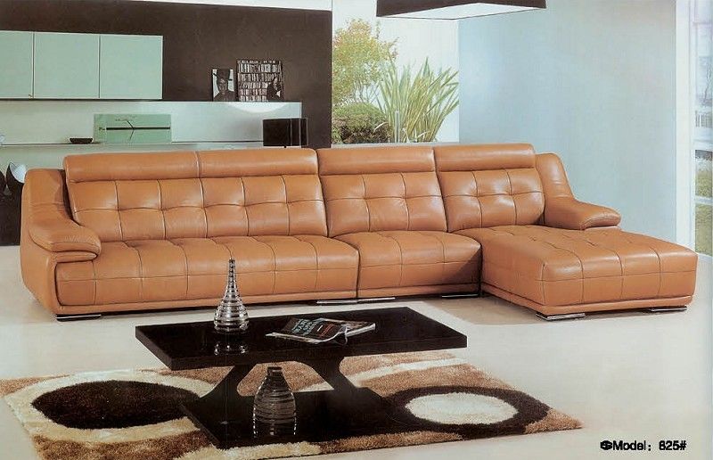 L.P606-China Golden Modern Style Leather Sofa