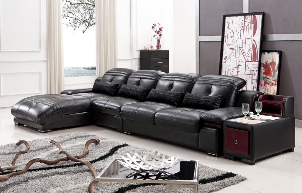Black Modern Leather Corner Sofas