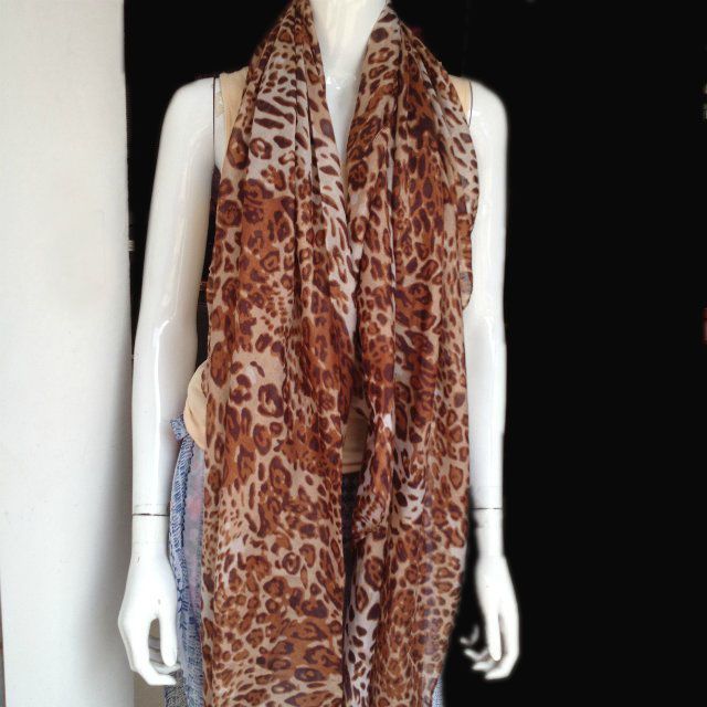 leopard printing voile scarf