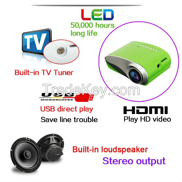 Cheapest mini LED projector with TV, USB, HDMI, VGA, SD