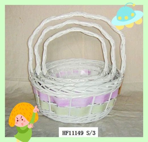 Poly Handle Woodchip Flower Basket