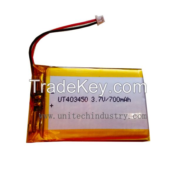 Li-Polymer Battery Pack UT403450 700mAh lipo battery/Unitech energy system Ltd