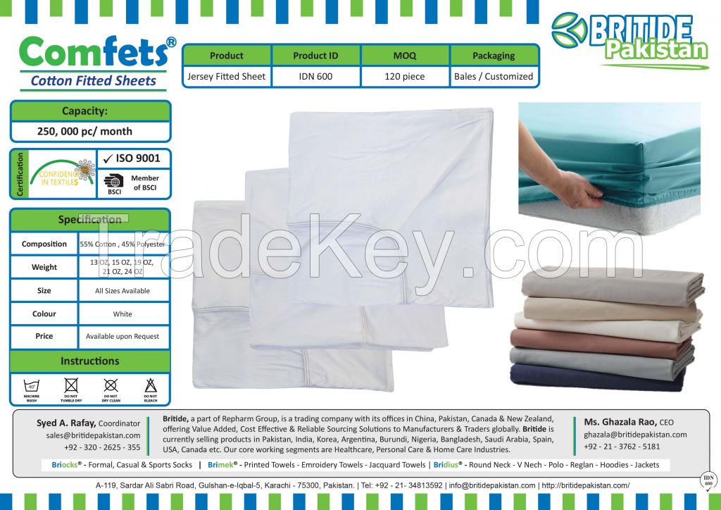 Fitted Sheets for home, hospitals and hotels