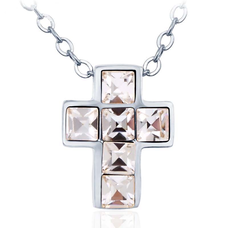 Sell Rhodium Plated Cross Necklace made with Austrian Crystals