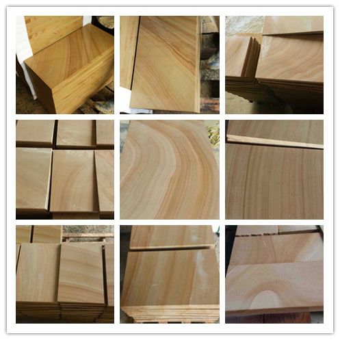 yellow wood veins  sandstone tiles from factory China