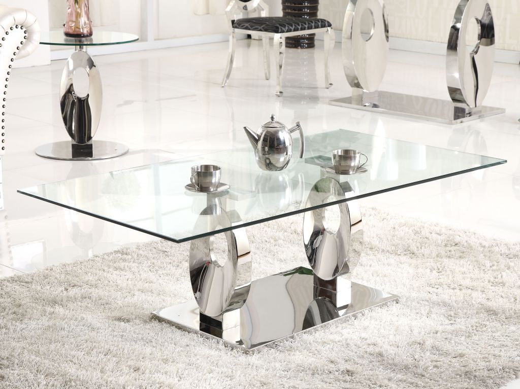 Luxury Glass Hotel Coffee Table with glass counter top(CJ-8140)