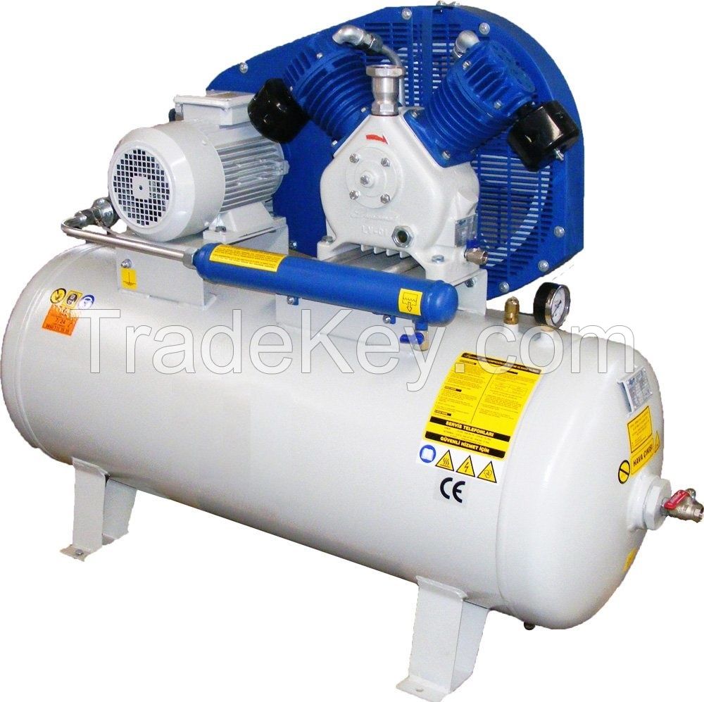Reciprocating Air Compressors 7, 5 KW 10 HP 8 Bar 950 Liter/min.
