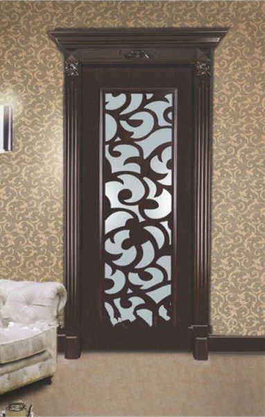 Solid wood entrance door with painting