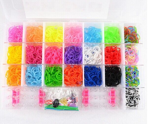 wholesale rainbow loom refill rubber bands with plastic case kit
