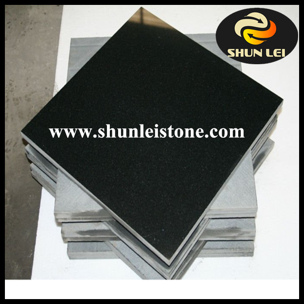 High polished cheap black granite tile and slab