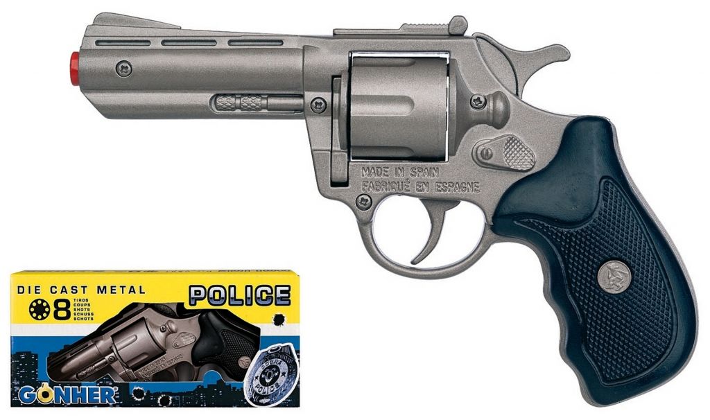 Die cast metal 8-shot ring caps revolver GONHER shot pistol revolver rifle gun collection 33_0 police made in EUROPE.