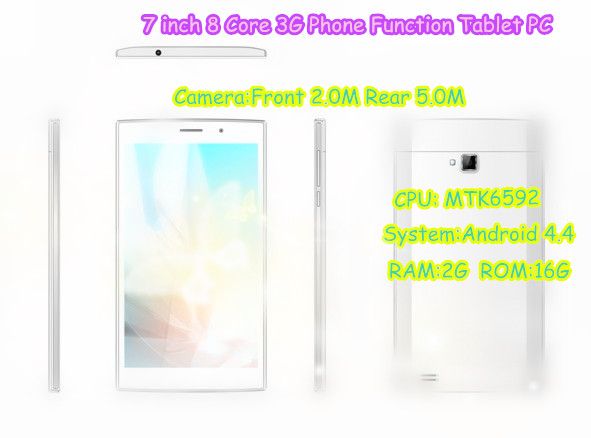 YHK-TP-715 7 inch 8 Core 3G Phone Function Tablet PC