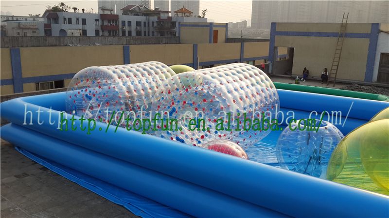 Custom 1.0mm PVC Tarpaulin Inflatable Water Roller , Inflatable Water Walking Rolling Balls