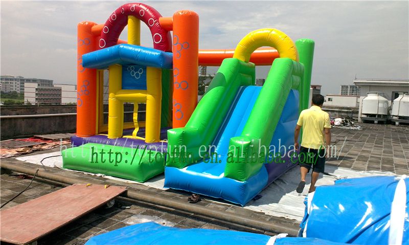 Amusement Park Inflatable Jumping Castle / Airplane Bouncy House with Logo Printing