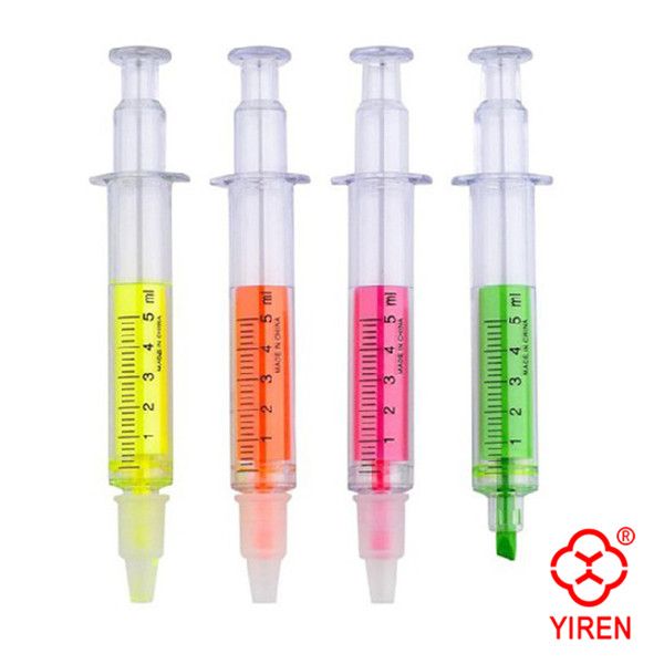 YR-HL003 Special Design Promotional gift syringe highlighter pen