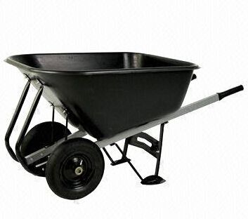 Twin-wheel Wooden HandlesPP Plastic Tray Wheelbarrow