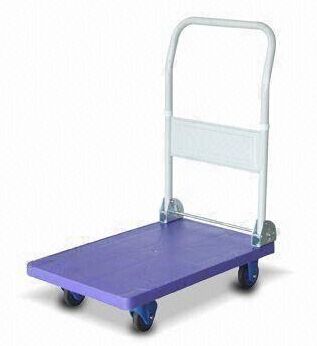 Foldable Platform Hand Truck with 4-inch PE Wheels, Made of Plastic