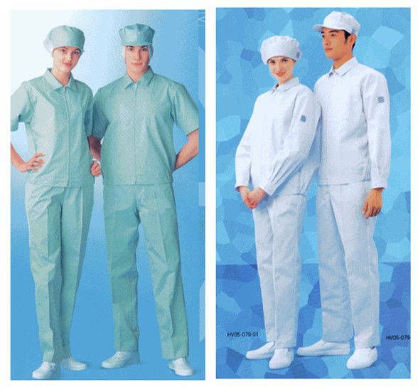 esd cleanroom garment/suit with conductive fiber