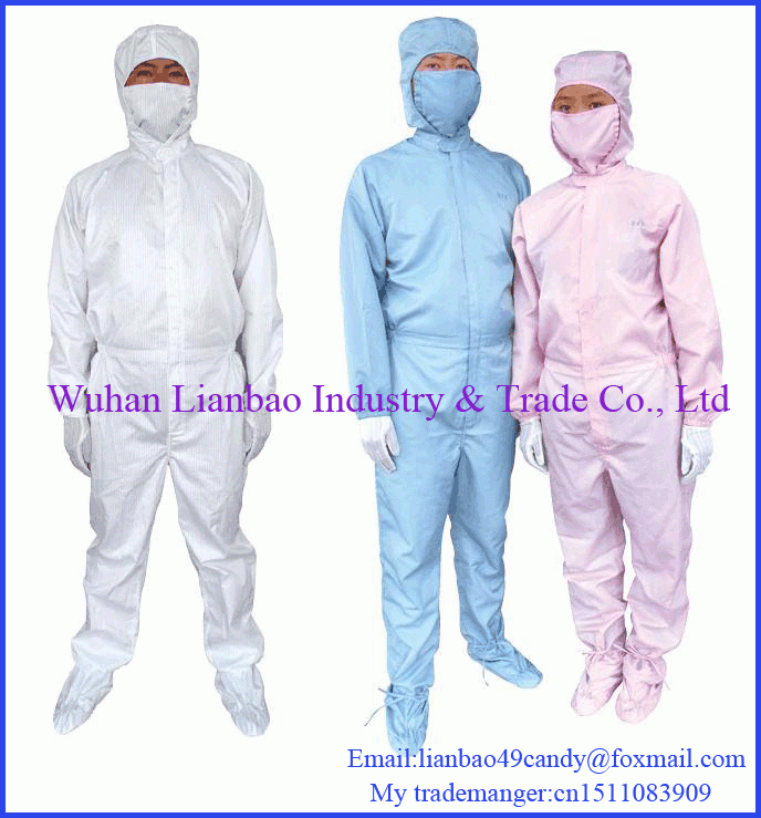 Antistatic smock garment cleanroom clothes with hood