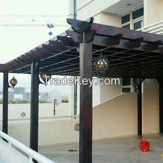 wooden pargola, awnings, canopies shades, tents, carparking shades garden in uae