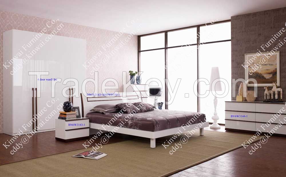 High gloss bedroom furniture solid wood component modern style