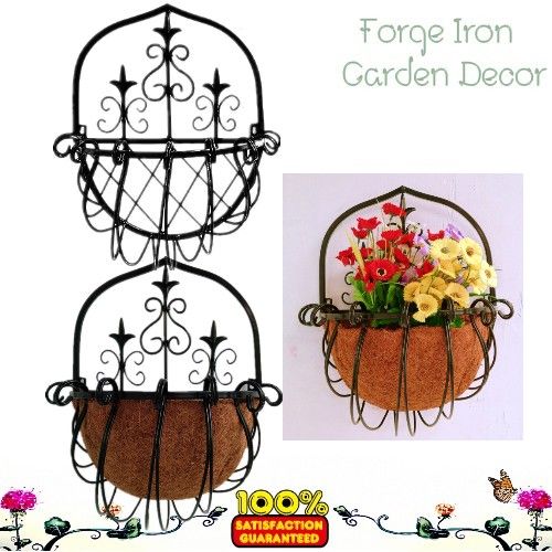 Iron hanging basket planter