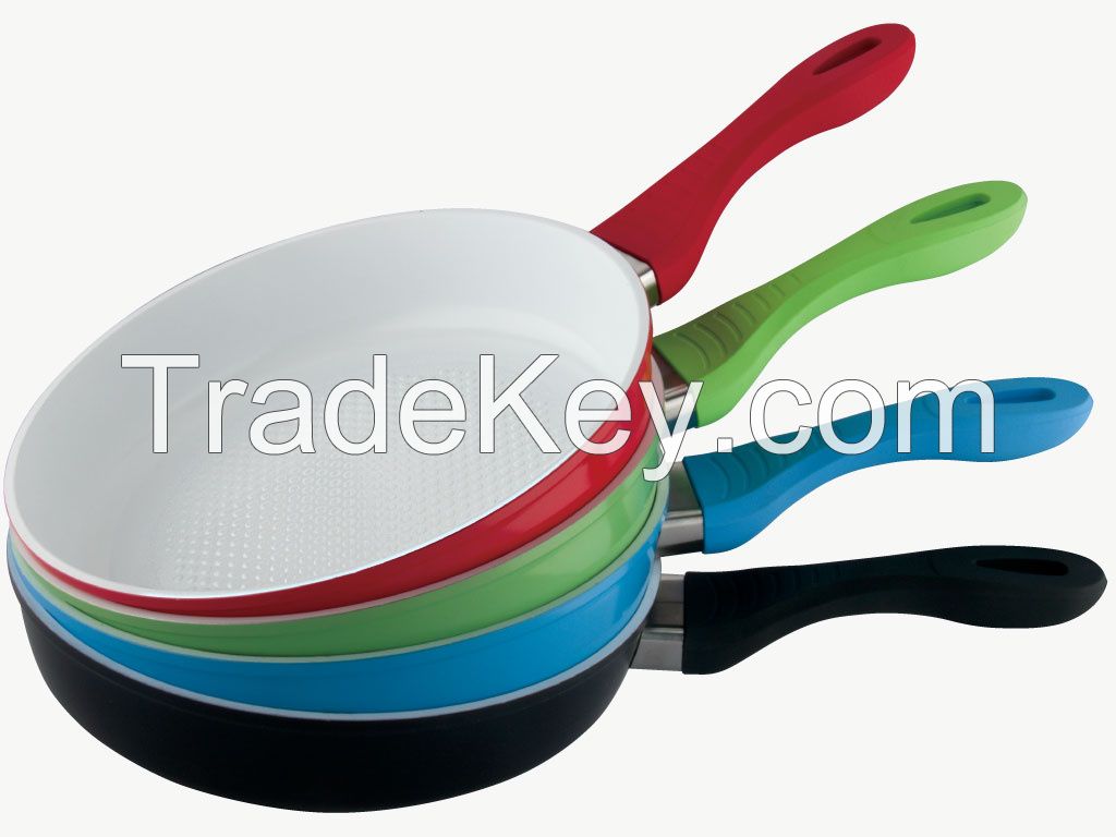 Forged aluminum Fry pan which are painted in 4-colors