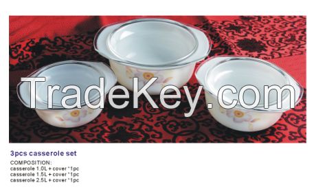 Sell 3pcs opal glassware casserole set