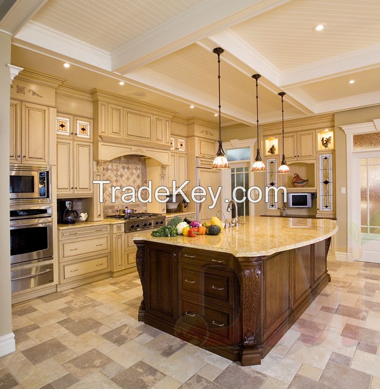 Contemporary Beige Color Kitchen Cabinetry with luxury design kitchen island