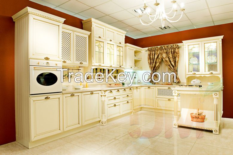 Russian style white painted kitchen cabinet furniture