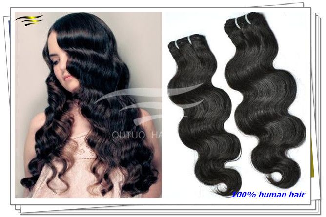 Top Quality 6A Virgin Peruvian Hair Extensions Loose Wave Natural Black 24''