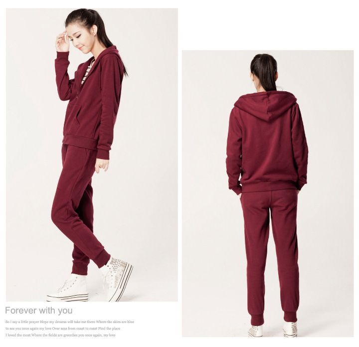 Girl's sportswear sets Lady's hooded jacket and pants