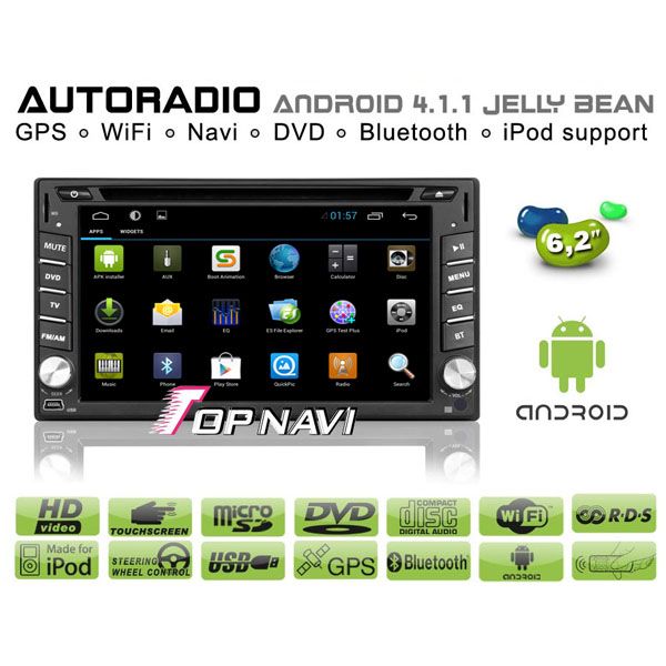 6.2" 2 din car dvd Pure Android system