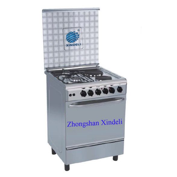 free standing gas stove with electric oven in kitchen