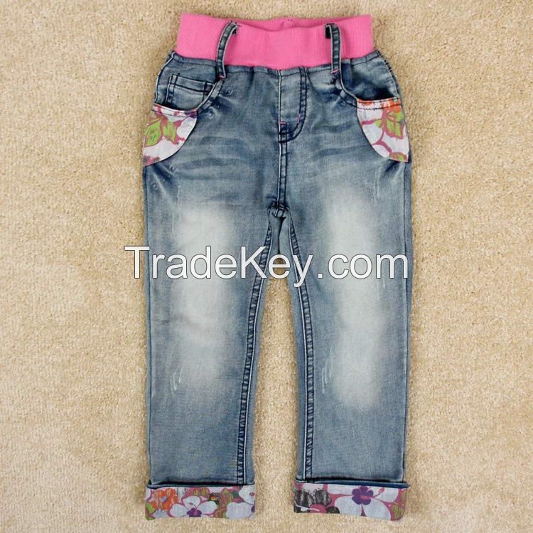 Sell Nova Baby girl casual decorative border vintage jeans #G5129